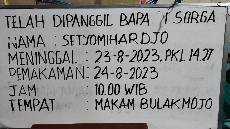 Berita duka Telah dipanggil Bapa di Sorga Alm Bp Setyomihardjo
