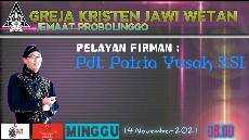 Ibadah Minggu Pagi Tanggal 14 November 2021 GKJW Probolinggo