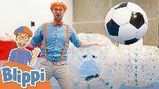 Blippi Plays a Game of Bubble Ball Educational Videos For Children
